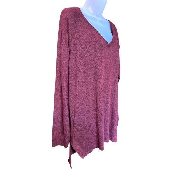 Maurices Haven Cozy Knit V-Neck Burgundy Pullover Top Sz XL Long Sleeves - Picture 7 of 9